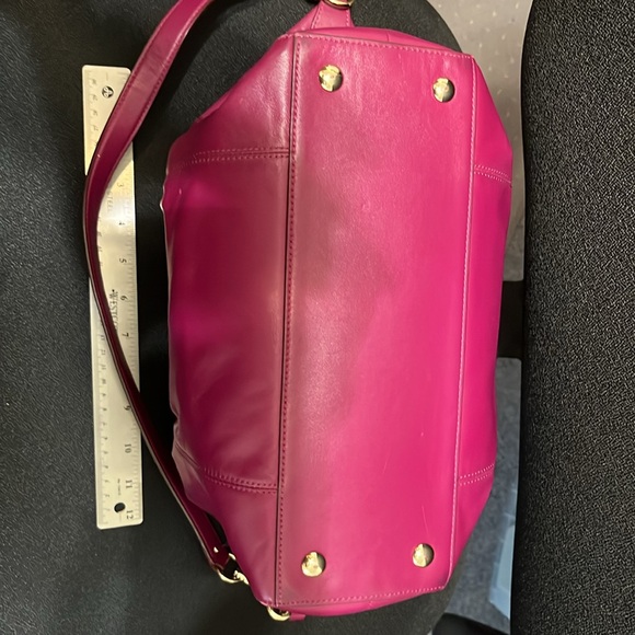 Coach Raspberry/fuscia Leather Satchel with shoulder strap. - Picture 3 of 10
